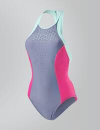 810908B621 Speedo H2O Active Luna Vision High Neck Swimsuit - 810908B621 Grey/Pink