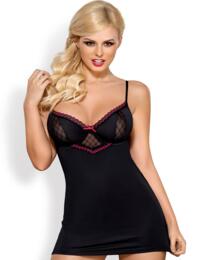 819-CHE Obsessive Underwired Chemise & Thong Set - 819-CHE Black
