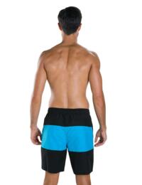 811362A504 Speedo Men's 18" Panel Leisure Swim Shorts - 811362A504 Black/Blue