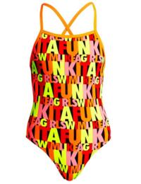 FS38G02075 Funkita Girls Swim Girl Swim Strapped In One Piece Swimsuit - FS38G02075 Swim Girl Swim