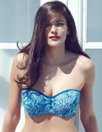 SW0813 Panache Marisa Bandeau Bikini Top - SW0813 Blue Crochet Print 