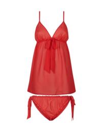 40223 Bluebella Phoebe Chemise And Tie-Side Knickers Set - 40223 Red
