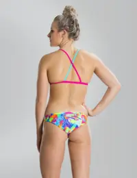 Speedo Flipturns Two Piece Crossback Swimsuit Pink/Green