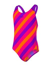 807386C769 Speedo Girls Candyflash Allover Splashback Swimsuit - 807386C769 Purple/Pink