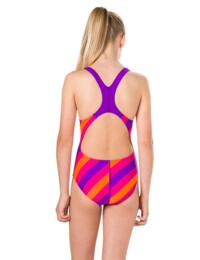807386C769 Speedo Girls Candyflash Allover Splashback Swimsuit - 807386C769 Purple/Pink