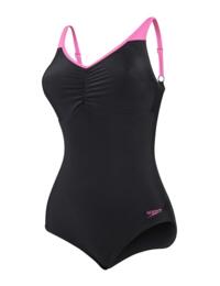 809690A028 Speedo Essential Clipback Swimsuit - 809690A028 Black/Pink