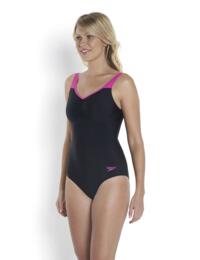 809690A028 Speedo Essential Clipback Swimsuit - 809690A028 Black/Pink