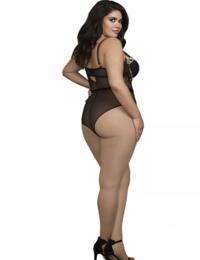 11791X Dreamgirl Plus Size Stretch Lace and Mesh Teddy - 11791X Black