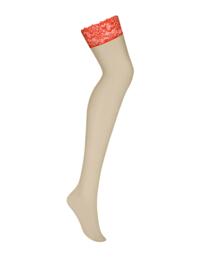 838-STO-3 Obsessive Lace Top Stockings - 838-STO-3 Red