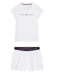 UW0UW01939 Tommy Hilfiger Woven Boxer Set Pyjamas - UW0UW01939 White/White