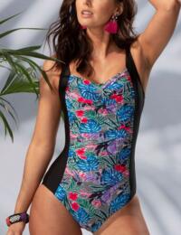  Pour Moi Geo Twisted Front Control Swimsuit Tropical