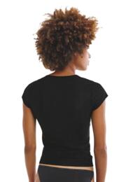 Calvin Klein Sheer Marquisette Short Sleeve Crew Neck Top Black 