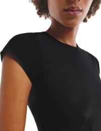 Calvin Klein Sheer Marquisette Short Sleeve Crew Neck Top Black 