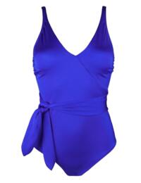 Pour Moi Azure Wrap Belted Control Swimsuit Deep Blue