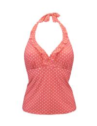 Pour Moi Hot Spots Underwired Tankini Top in Coral