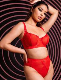 ST013208 Scantilly by Curvy Kate Sheer Chic High Waist Brief - ST013208 Flame Red