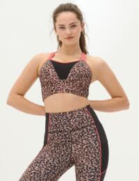 Pour Moi Energy Pulse Longline Padded Sports Bra Leopard/Coral
