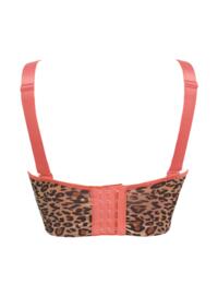 Pour Moi Energy Pulse Longline Padded Sports Bra Leopard/Coral