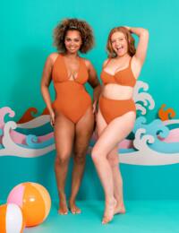 Curvy Kate Holiday Crush Non Wired Plunge Swimsuit Rust
