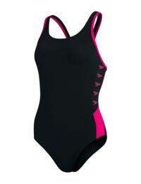 Speedo Boom Logo Splice Muscleback Swimsuit Black/Pink