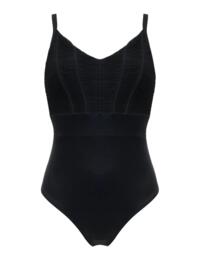 Pour Moi Ruched Pleated Control Swimsuit Black