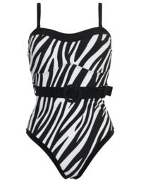 Pour Moi Control suit Belted Control Swimsuit Zebra
