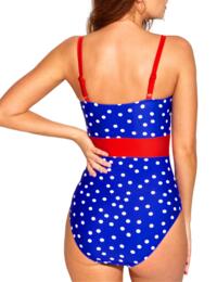 Pour Moi Control suit Printed Control Swimsuit Ultramarine/Red