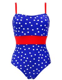 Pour Moi Control suit Printed Control Swimsuit Ultramarine/Red