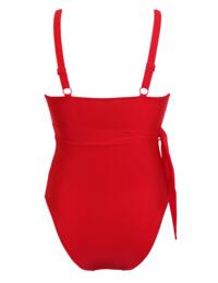 Pour Moi Samoa Wrap Over Control Swimsuit Red