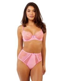 Playful Promises Ziggy Lace and Spotted Mesh High Waisted Brief Pink 
