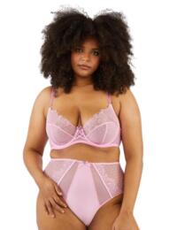 Playful Promises Ziggy Lace and Spotted Mesh High Waisted Brief Pink 