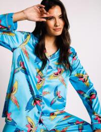 Chelsea Peers Parrot Button-Up Pyjama Set Blue 