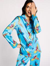 Chelsea Peers Parrot Button-Up Pyjama Set Blue 