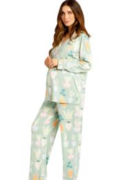 Chelsea Peers Maternity Nature Print Button Up Long Pyjama Set Green 