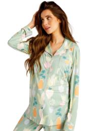 Chelsea Peers Maternity Nature Print Button Up Long Pyjama Set Green 