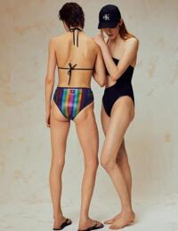 Calvin Klein Pride High Waisted Bikini Bottom Rainbow Gradient Black