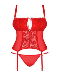 Obsessive Blossmina Corset And Thong Red