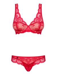 Obsessive Bra and Thong Set Red