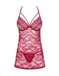 Obsessive Ivetta Babydoll and Thong Set Red
