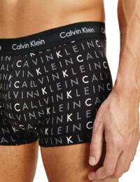 Calvin Klein Mens Cotton Stretch Three Pack Low Rise Trunks Black/Grey Heather/Subdued Logo 