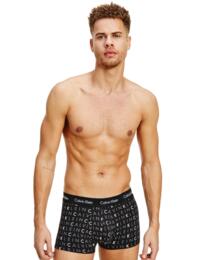 Calvin Klein Mens Cotton Stretch Three Pack Low Rise Trunks Black/Grey Heather/Subdued Logo 