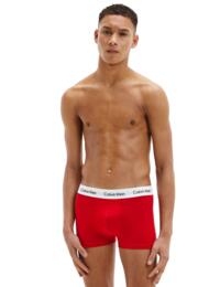 Calvin Klein Mens Cotton Stretch Three Pack Low Rise Trunks White/Red Ginger/Pyro Blue