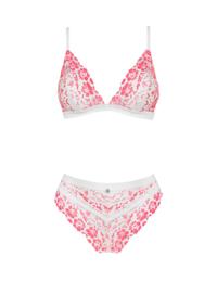 Obsessive Bloomys Bra and Brief Set Pink/White
