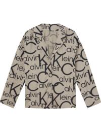 Calvin Klein Womens Viscose V Neck Pyjama Top Large Black Logo/Winter Linen