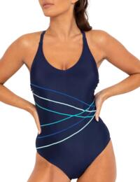 Pour Moi Energy Recycled Material V Neck Swimsuit Navy/Aqua