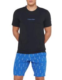 Calvin Klein Modern Structure Short Pyjama Set Black Top/Logo Stripe Bottom