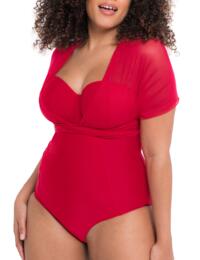 Curvy Kate Wrapsody Bandeau Swimsuit Red