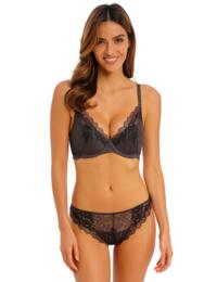 Wacoal Lace Perfection Plunge Push Up Bra Charcoal 