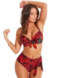 Pour Moi Orchid Luxe Halterneck Bikini Top Red/Teal