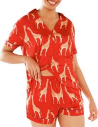 Chelsea Peers Short Pyjama Set Red Giraffe